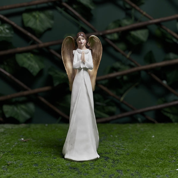 Elegant Praying Angel Figurine with Golden Wings