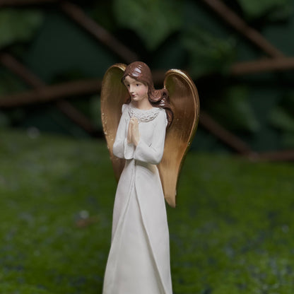 Elegant Praying Angel Figurine with Golden Wings