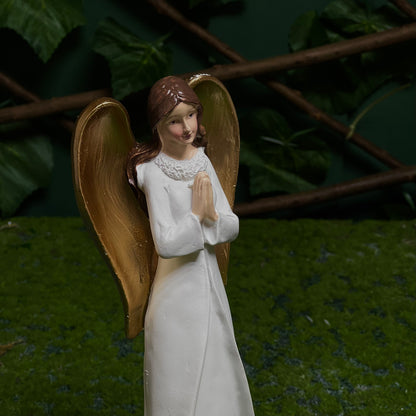 Elegant Praying Angel Figurine with Golden Wings