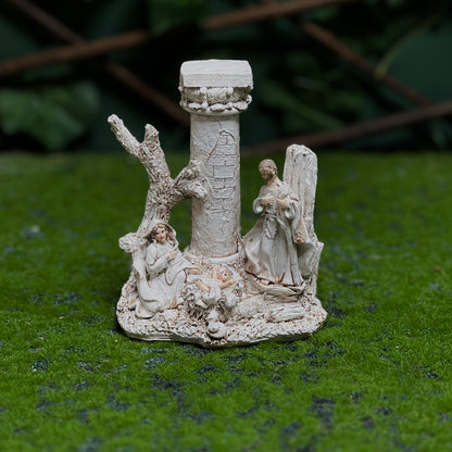 Mini Antique Nativity Scene with Column-Resin Christmas Figurine