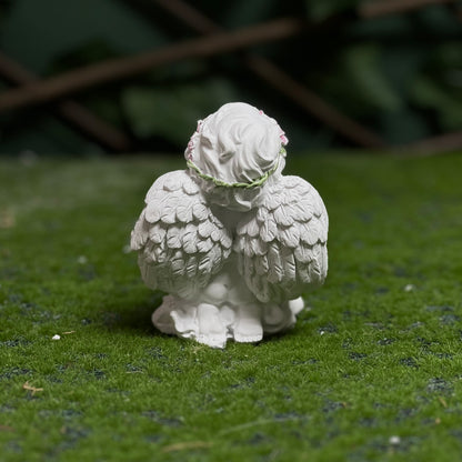 Mini Praying Angel Figurine with Pink Flower Crown