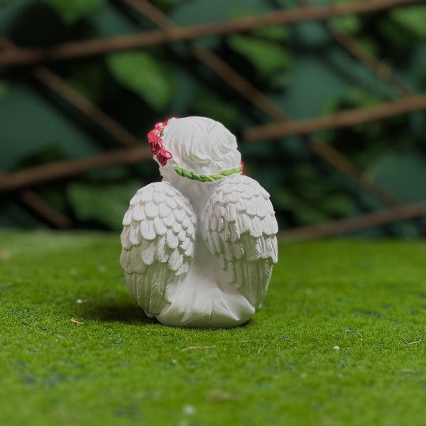 Angel Figurine with Red Rose Crown