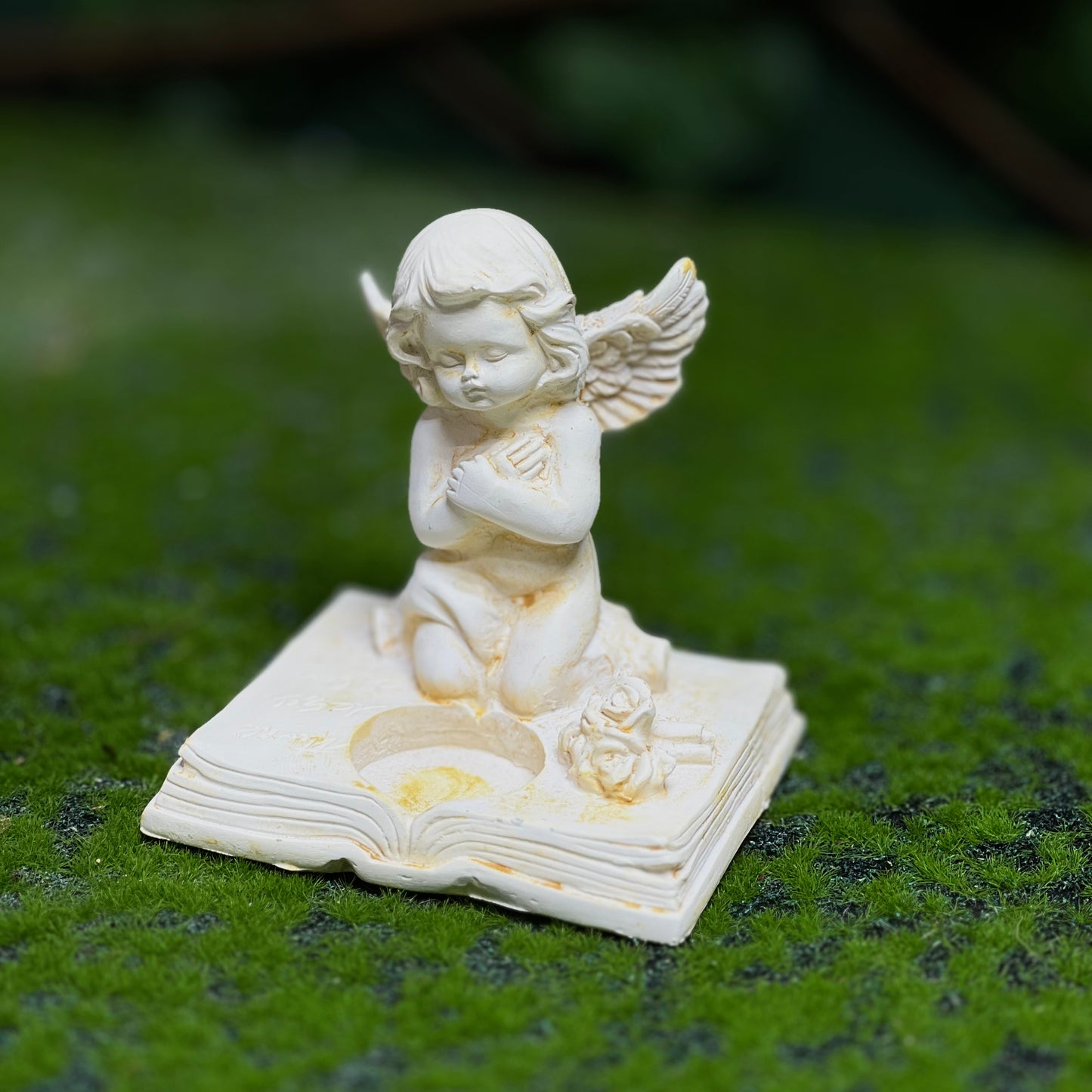Kneeling Angel Figurine on Open Book – Prayer Statue