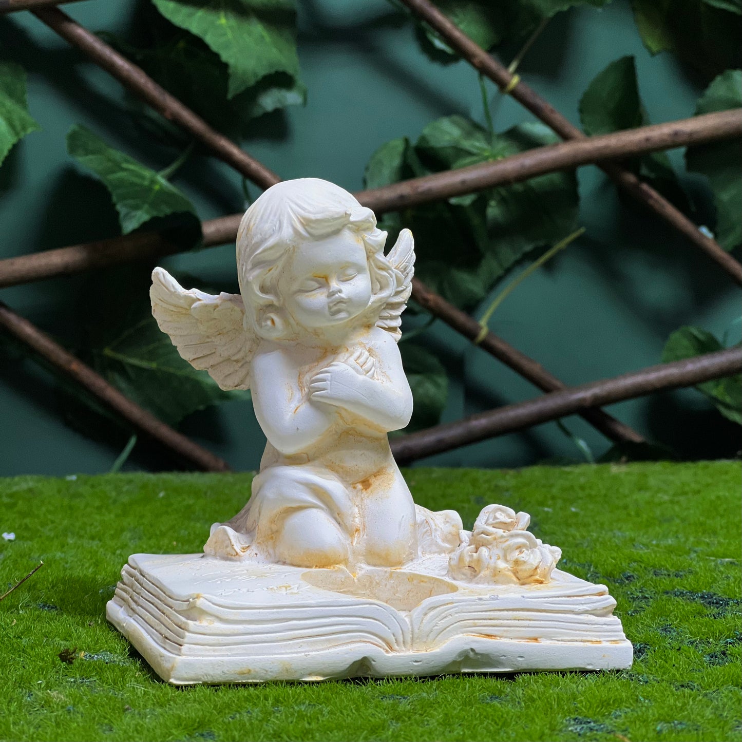 Kneeling Angel Figurine on Open Book – Prayer Statue