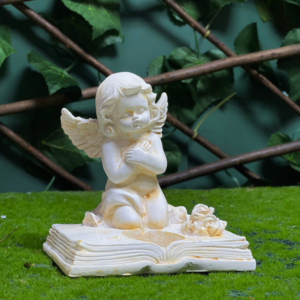 Kneeling Angel Figurine on Open Book – Prayer Statue