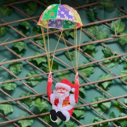Parachuting Santa Claus Musical Animated Hanging Christmas Ornament