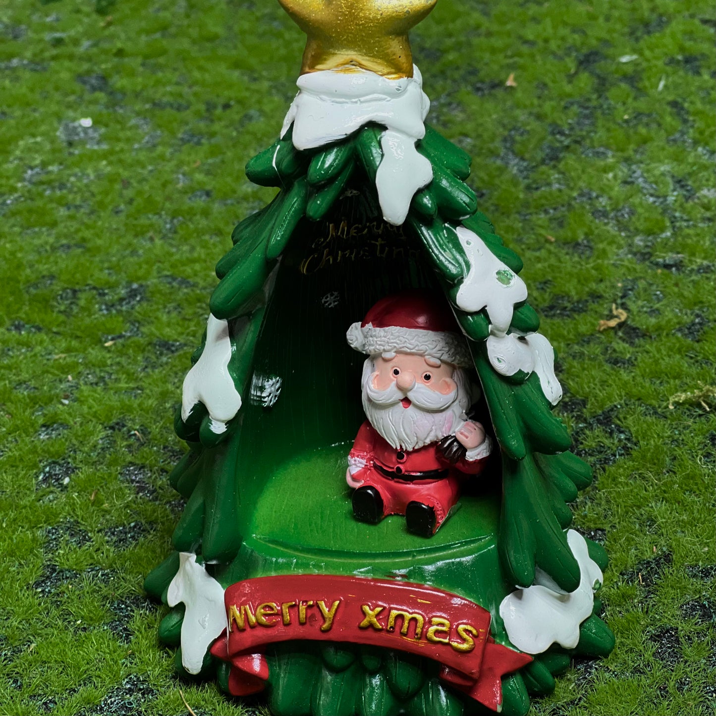 Santa Claus in Christmas Tree Miniature Figurine Holiday Decor