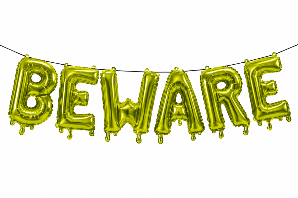 Halloween BEWARE Foil Balloon Banner, 6PCS Metallic Letter Party Decoration