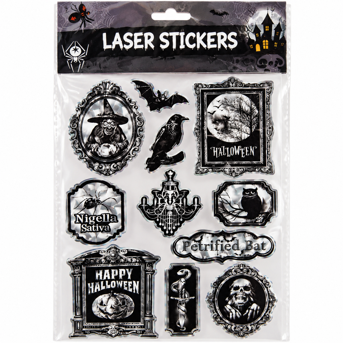 Halloween Gothic Laser Sticker Set, 10PCS