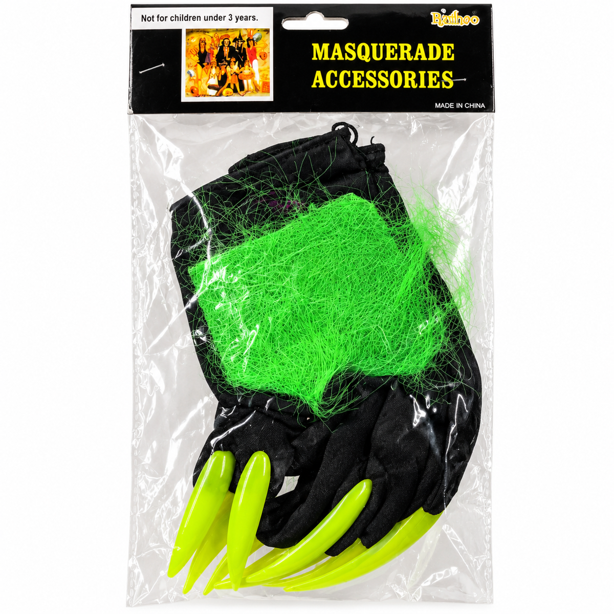 Halloween Monster Claw Gloves with Long Green Nails