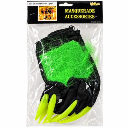 Halloween Monster Claw Gloves with Long Green Nails