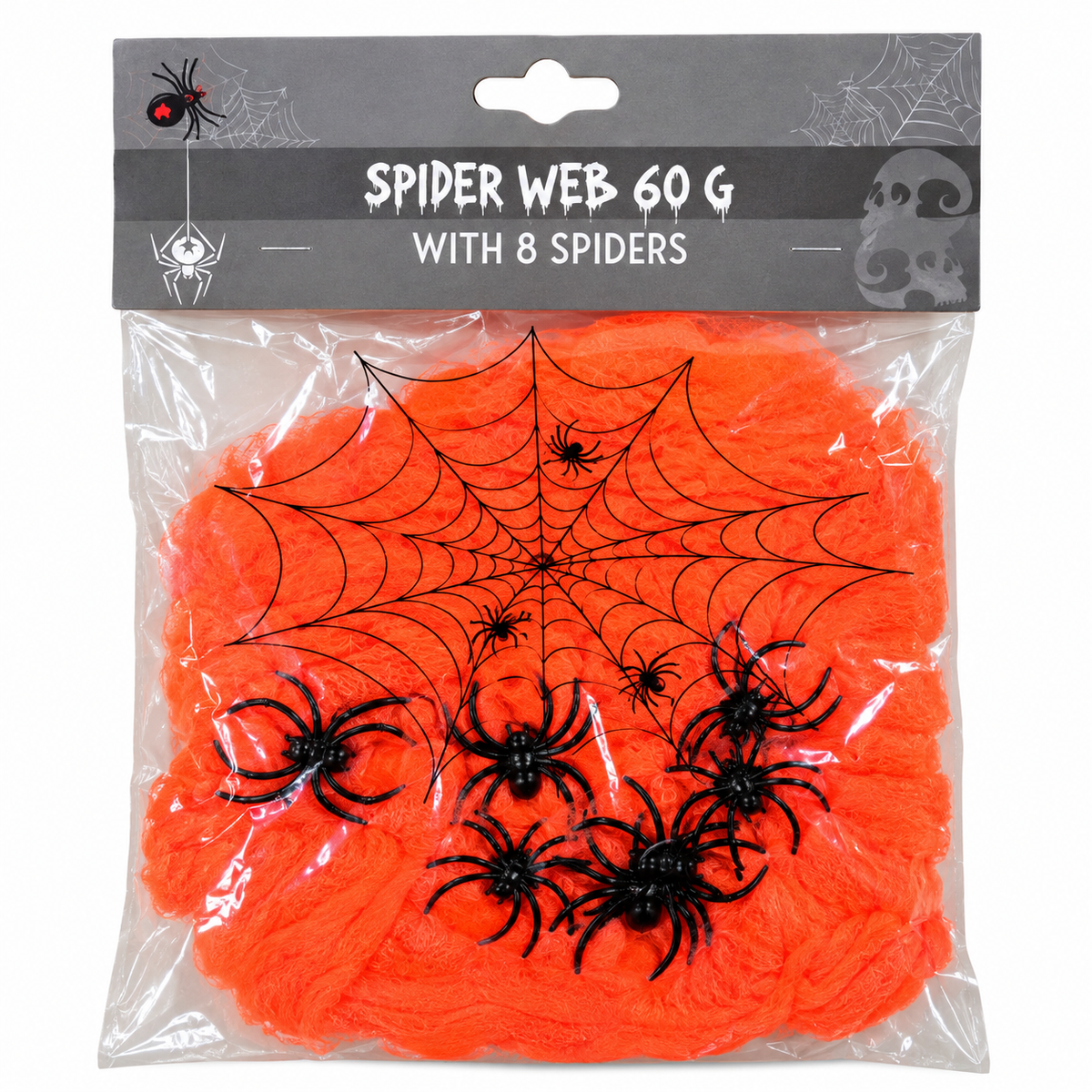 Halloween Stretchable Spider Web with 8 Spiders, 20 x 20CM