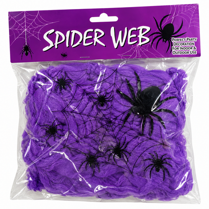 Halloween Stretchable Spider Web with 8 Spiders, 20 x 20CM