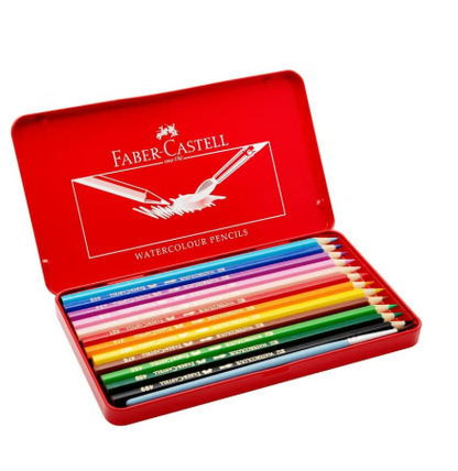 Faber-Castell Watercolour Pencils Set with Brush Aquarell 12/24 Colours