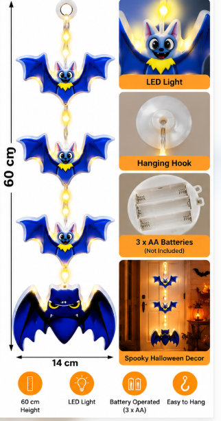 Halloween LED Hanging Bat Decoration, 60CM