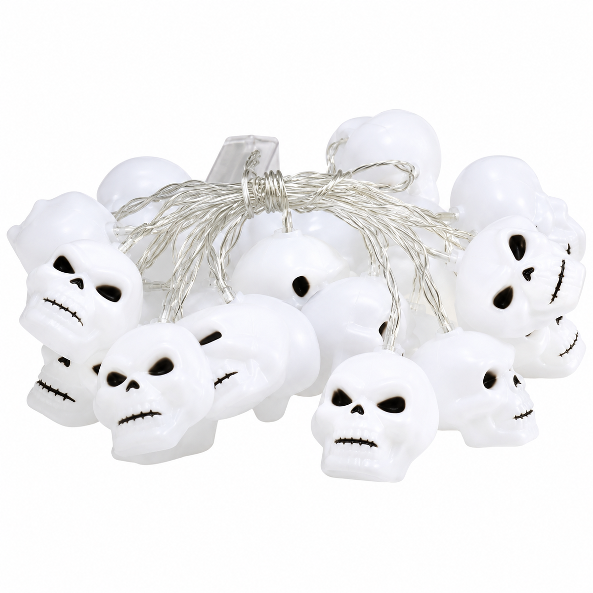 Halloween Skull String Lights – 12PCS Battery Operated, 1.8M