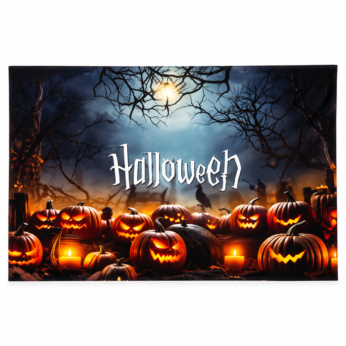 Halloween Pumpkin & Haunted Forest Party Backdrop – 100 × 70 cm
