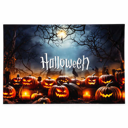 Halloween Pumpkin & Haunted Forest Party Backdrop – 100 × 70 cm