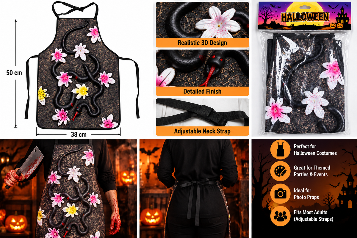 Halloween 3D Snake Costume Apron with Adjustable Straps, 50CM