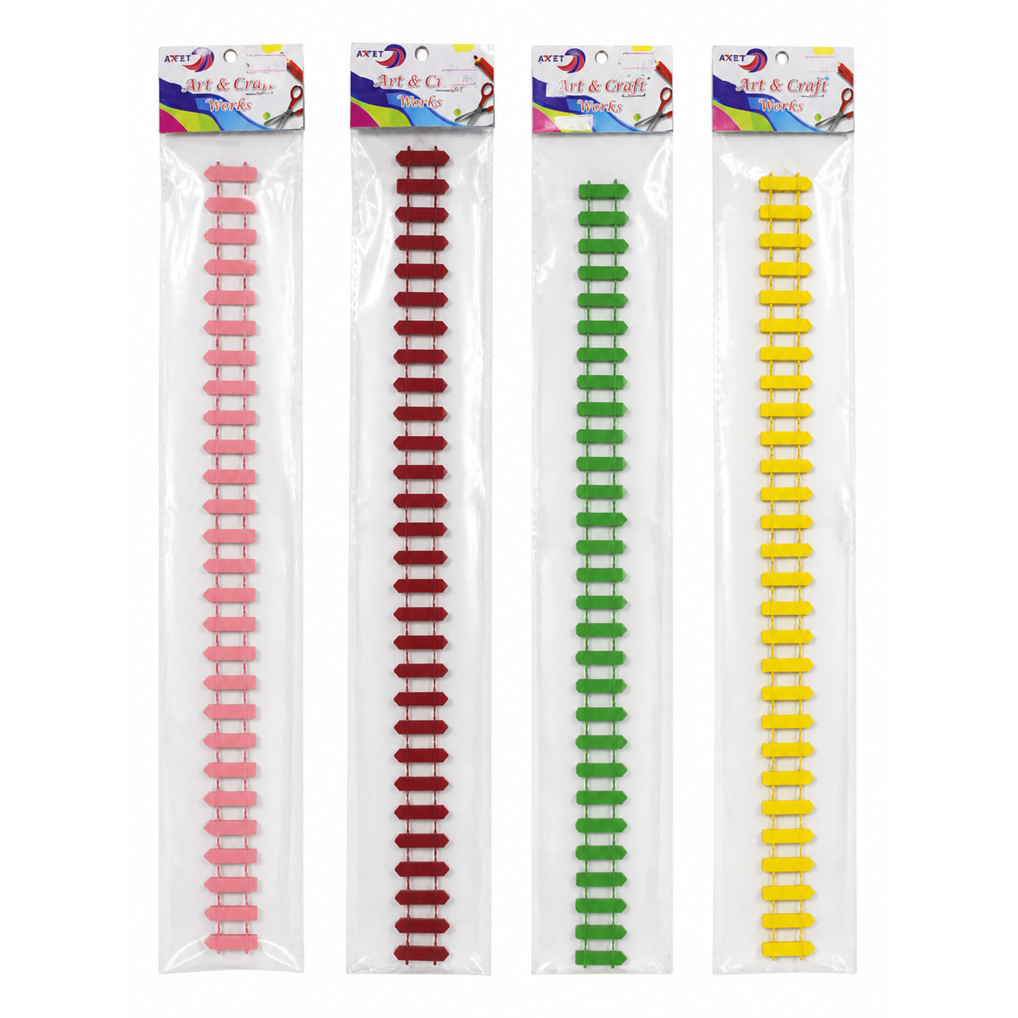 Mini Wooden Fence Craft Decoration Chain Set, 45 x 3 cm, Multicolor Variations