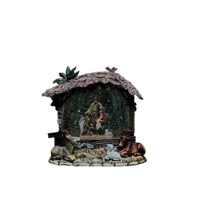 Snow globe with LED-lit nativity scene, "Holy Night" melody, Christmas decoration