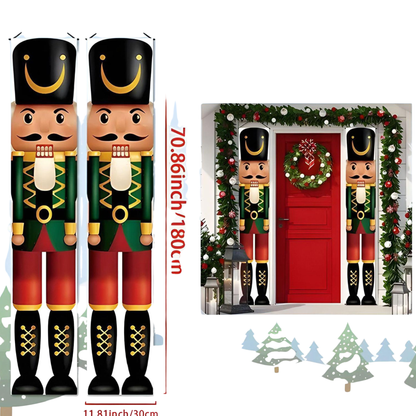 Nutcracker Door Curtain Set – 2-Piece Christmas Entrance Decoration 180 cm