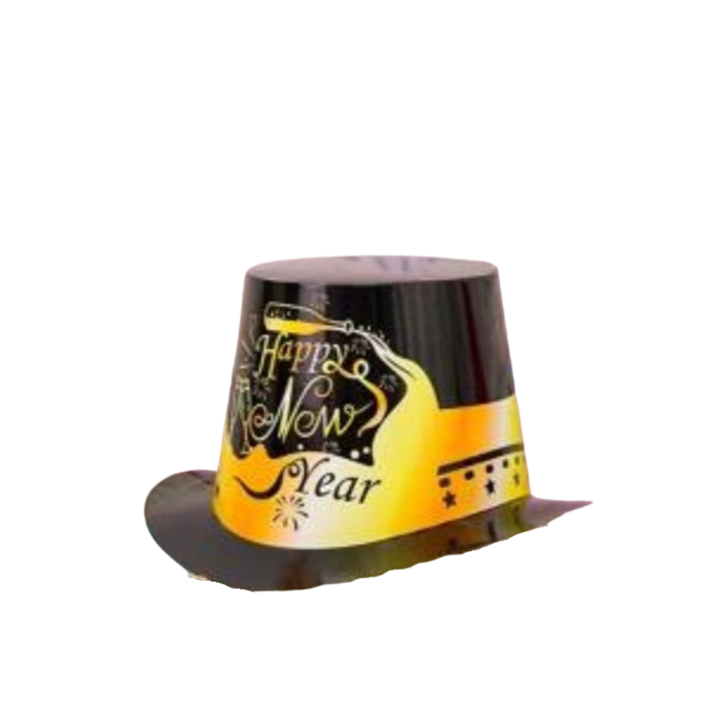 Happy New Year Top Hats – New Year’s Eve Party Hats with Silver Glitter Lettering, 8 PCS