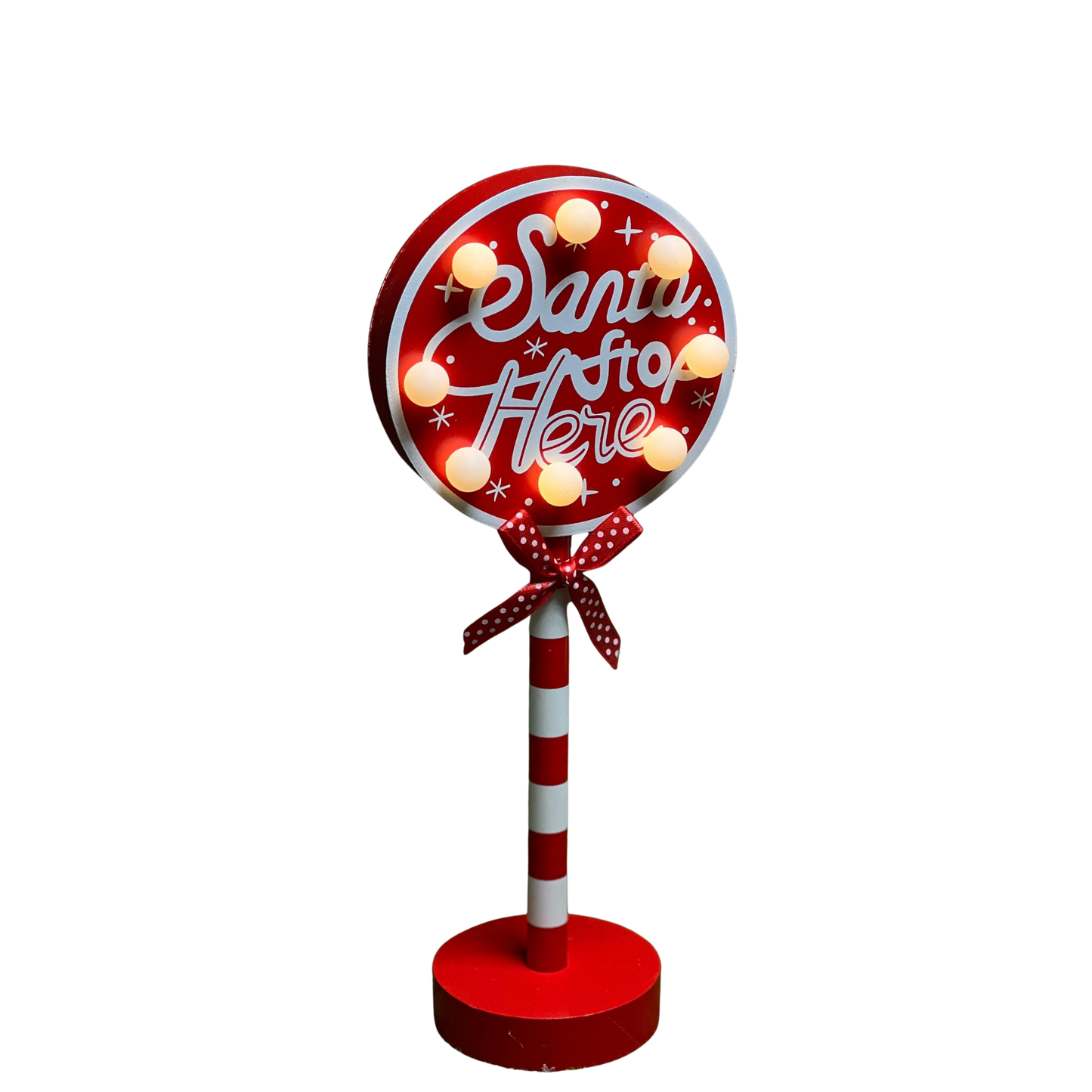 Santa Stop Here Light-Up Christmas Pole – Table & Shelf Decor
