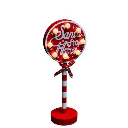 Santa Stop Here Light-Up Christmas Pole – Table & Shelf Decor