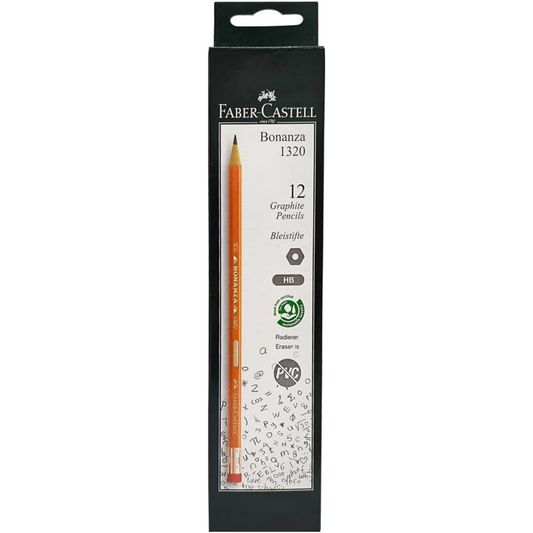 Faber-Castell Bonanza 1320 HB Pencils Pack of 12 – School & Office Writing Pencils