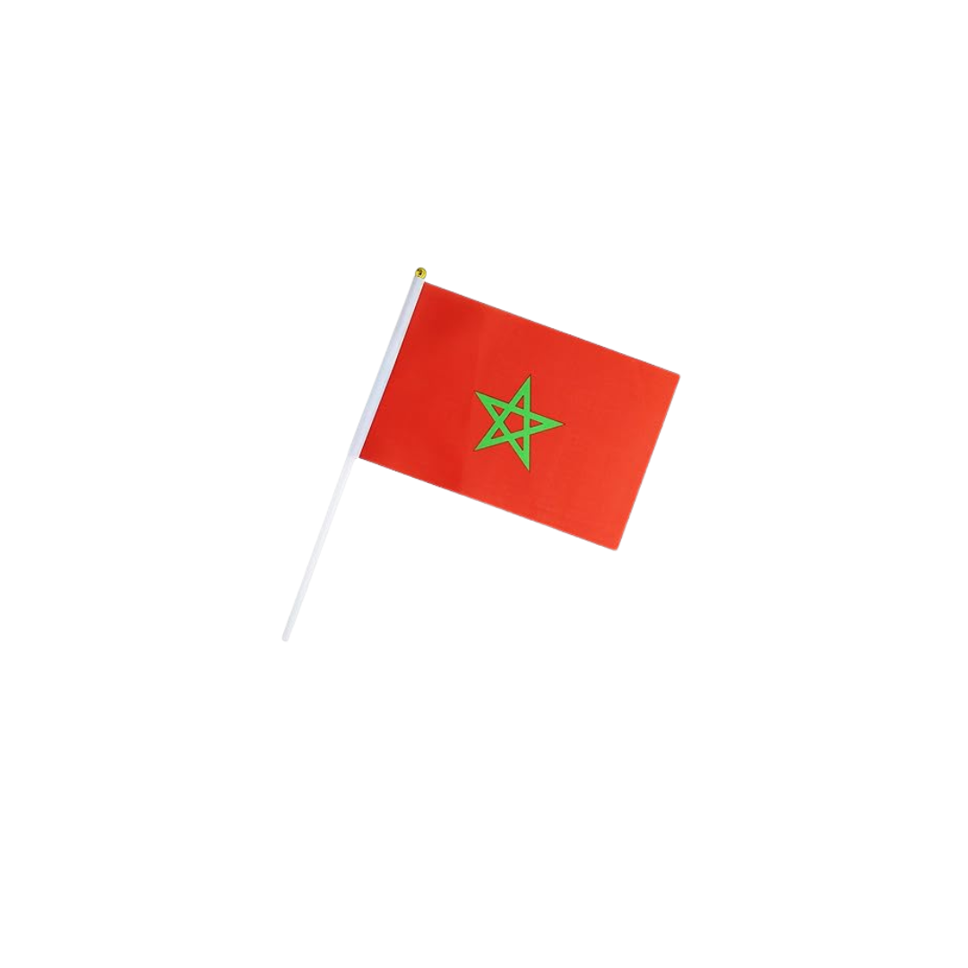 Morocco Country Flag A5 with Hand Stick – 5 Pack