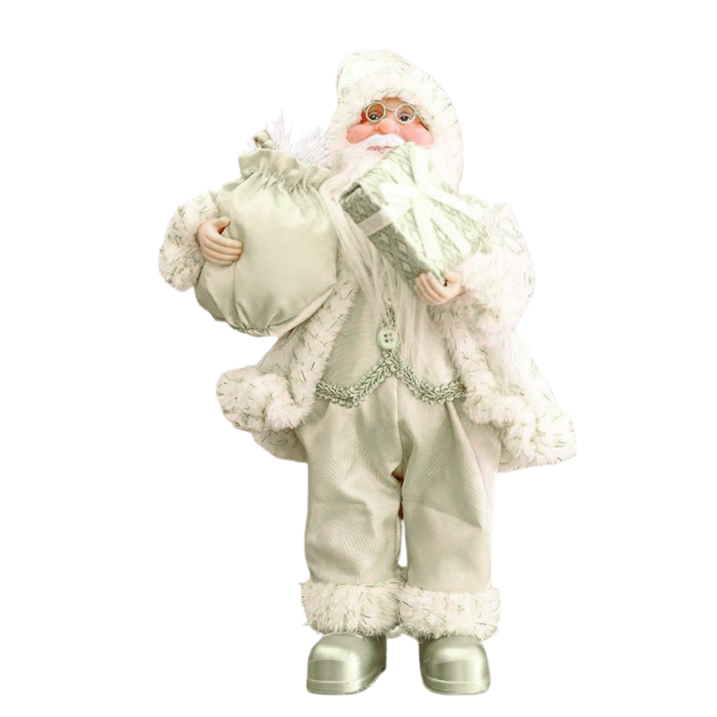 White Santa Claus Figurine with Gift & Sack