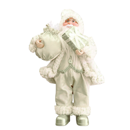 White Santa Claus Figurine with Gift & Sack