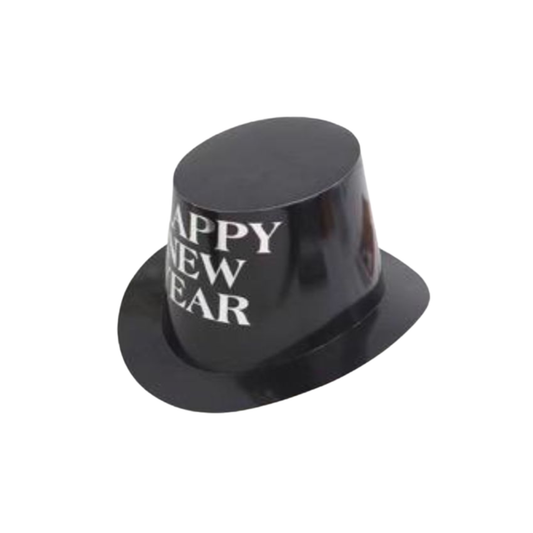 Black Happy New Year Party Top Hat