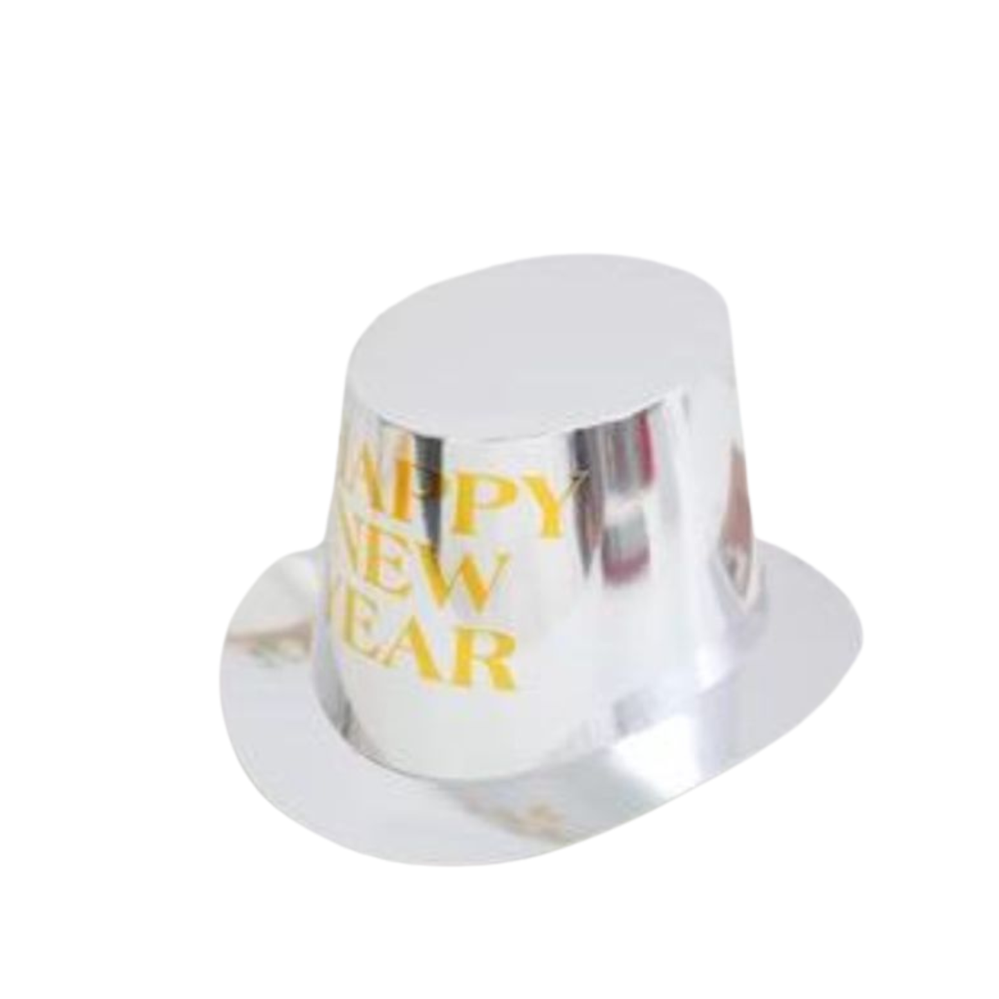 Silver Happy New Year Party Top Hat with Gold Print