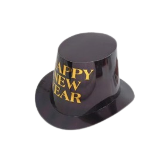 Black Happy New Year Party Top Hat