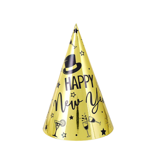 Gold Happy New Year Cone Party Hat