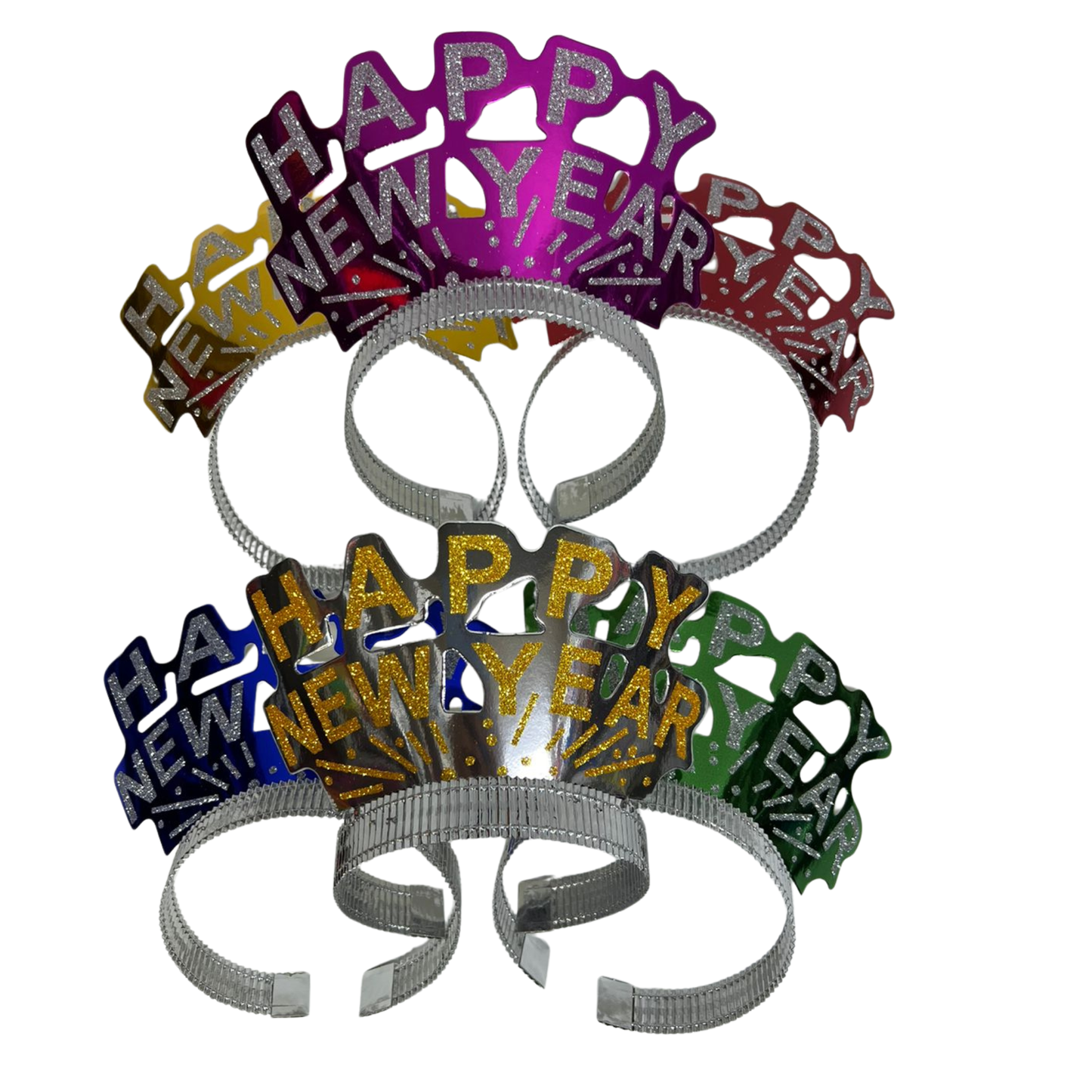 Happy New Year Glitter Headband – Pack of 6 Colors