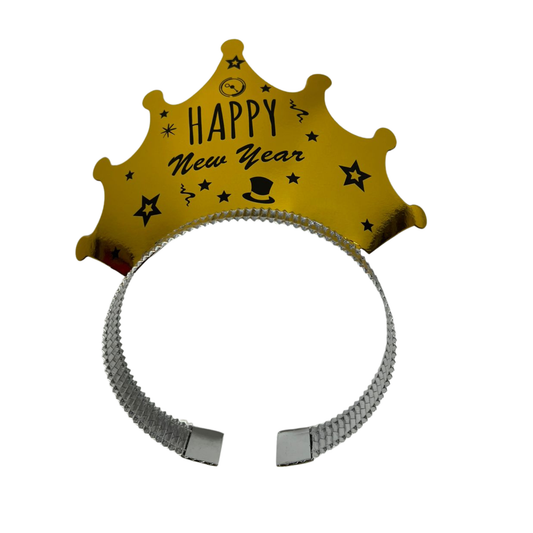 Happy New Year Crown Headband – Gold Color | Pack of 6