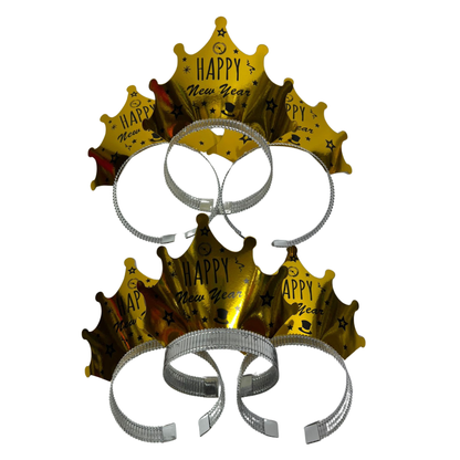Happy New Year Crown Headband – Gold Color | Pack of 6