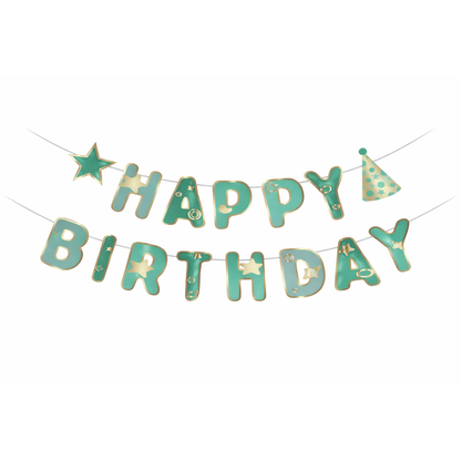 Happy Birthday Paper Banner – Green Theme