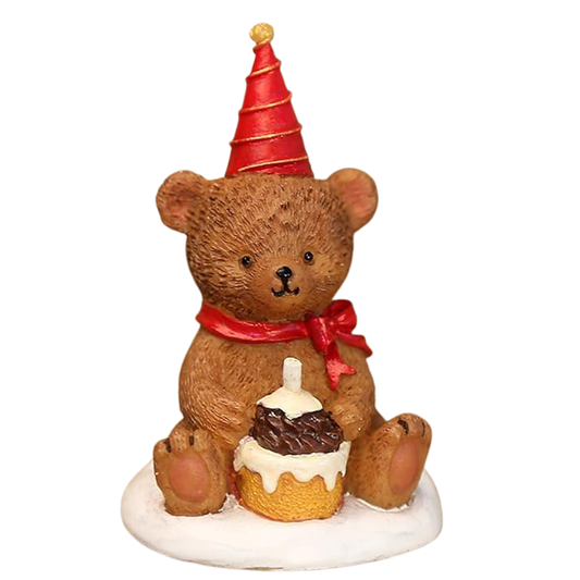 Christmas Party Bear Figurine with Cupcake Table Decoration 3 Pcs