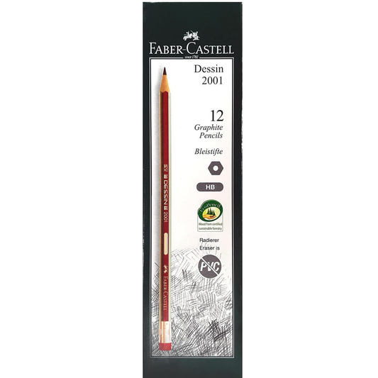 Faber-Castell Dessin 2001 HB Graphite Pencils Pack of 12 – Premium Drawing & Writing Pencils