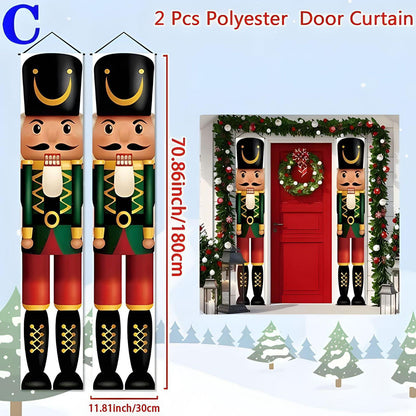 Nutcracker Door Curtain Set – 2-Piece Christmas Entrance Decoration 180 cm