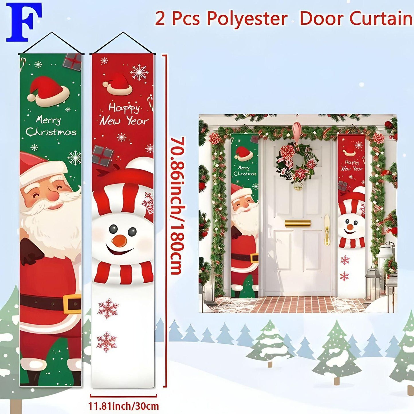 Merry Christmas & Happy New Year Porch Banner Set  180 cm