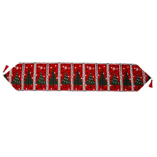 Red and Green Christmas Tree Snowflake Table Runner