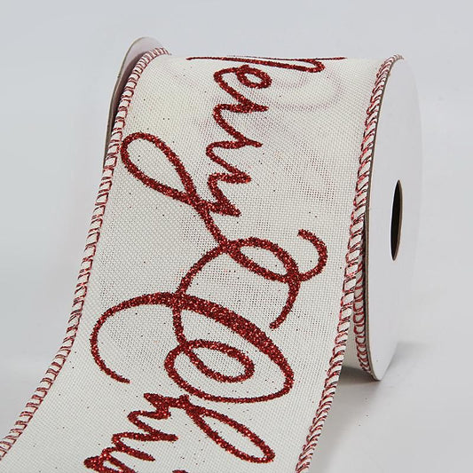 Red Snowy Christmas Tree Wired Ribbon Roll 45 Meters