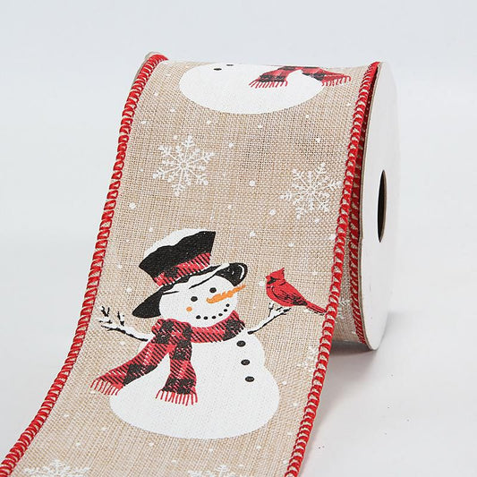 Snowman Cardinal Burlap Ribbon 45 Meters