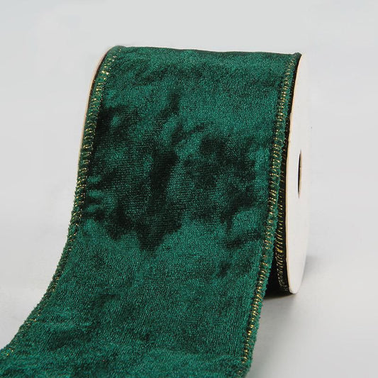 Emerald Green Crushed Velvet Wired Ribbon  45 meters