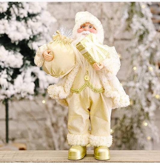 White Santa Claus Figurine with Gift & Sack